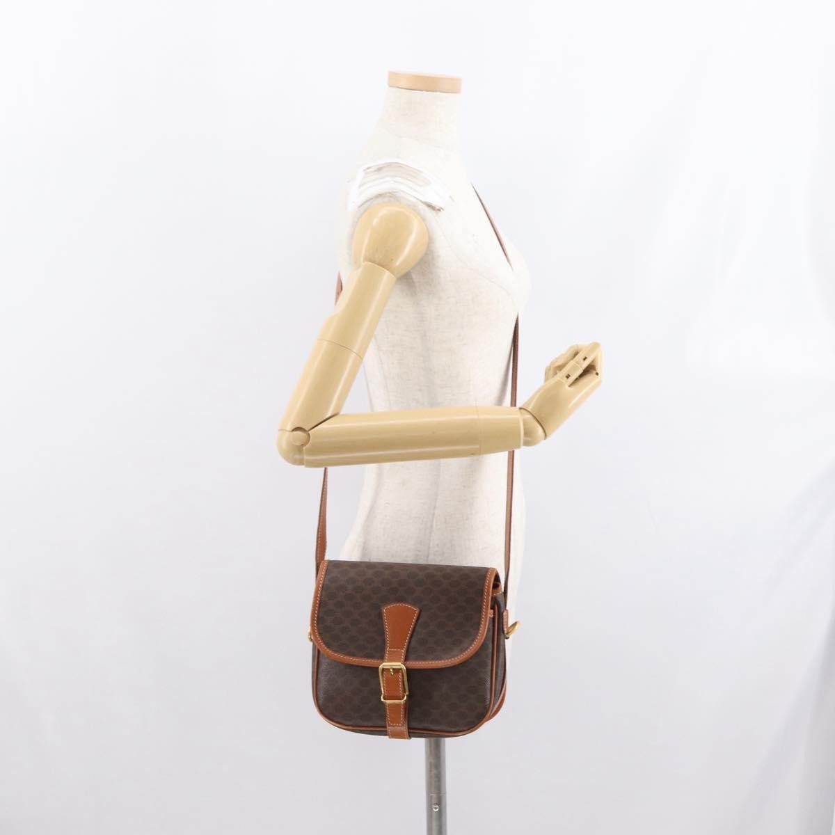 Celine Macadam Shoulder Canvas Brown Canvas Crossbody Bag Bag (Pre-Owned)