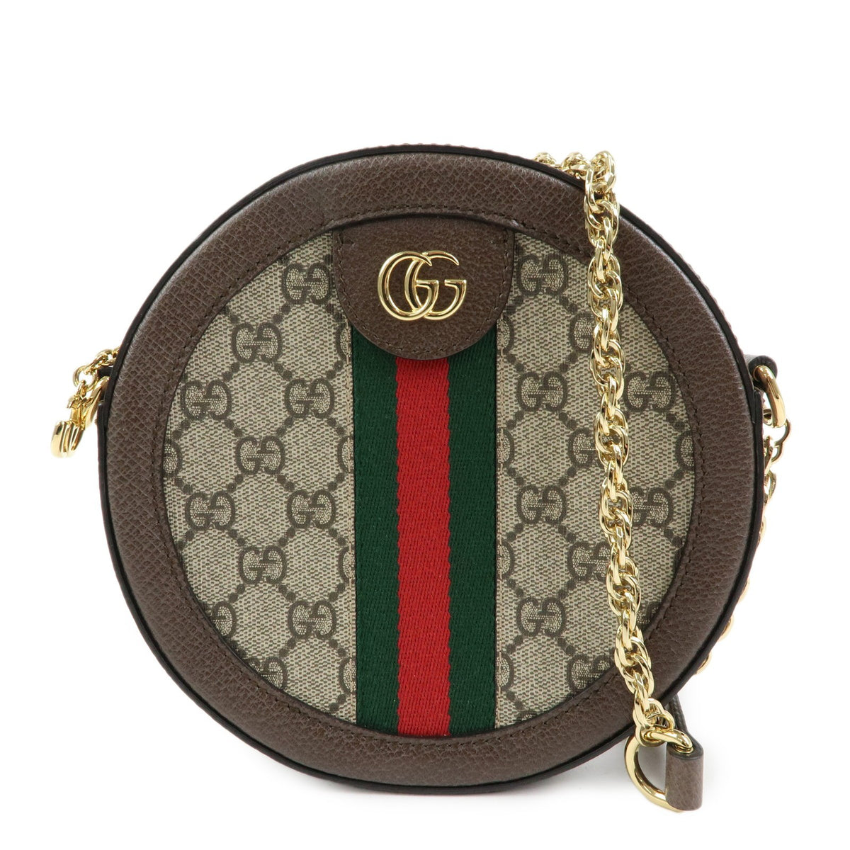 Gucci Ophidia Round Gg Coated Canvas Beige Canvas Shoulder Bag Bag (Pre-Owned)