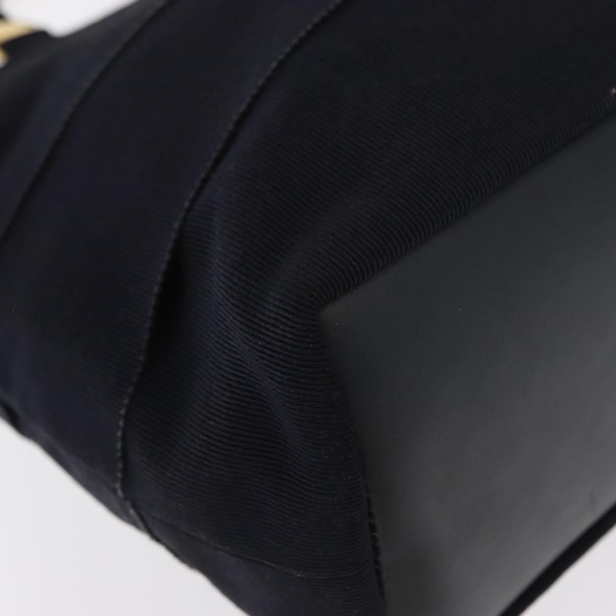 Salvatore Ferragamo Vala Canvas Navy Canvas Handbag (Pre-Owned)
