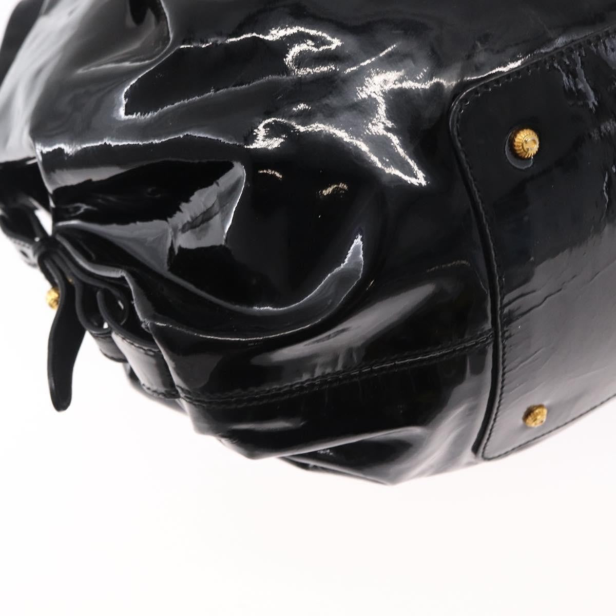 Salvatore Ferragamo Gancini Tote Patent Leather Black Patent_Leather Tote Bag Bag (Pre-Owned)