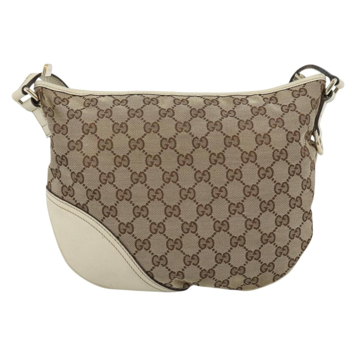 Gucci Britt Half Moon Hobo Gg Canvas And Leather Beige Canvas Shoulder Bag Bag (Pre-Owned)