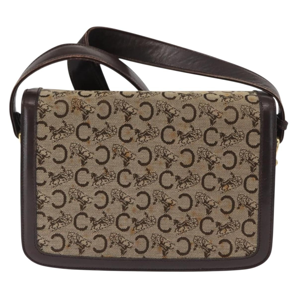 Celine Vintage Horse Carriage C Macadam Canvas And Leather Beige Canvas Shoulder Bag Bag (Pre-Owned)