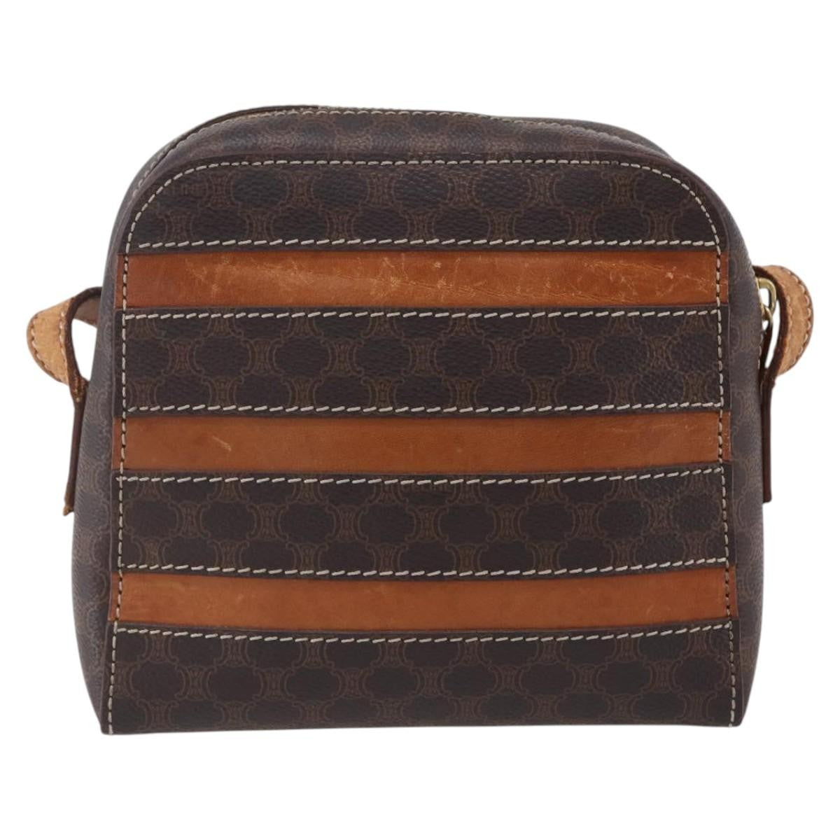 Celine Vintage Macadam Canvas And Leather Brown Canvas Shoulder Bag Bag (Pre-Owned)