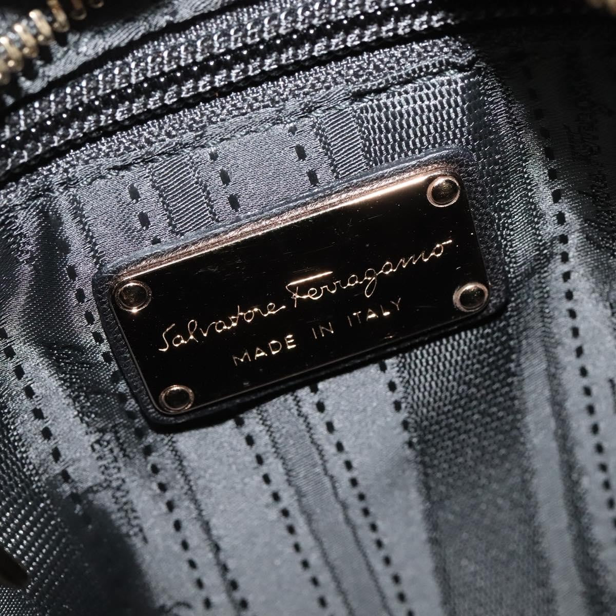 Salvatore Ferragamo Vala Patent Leather Black Patent_Leather Handbag (Pre-Owned)
