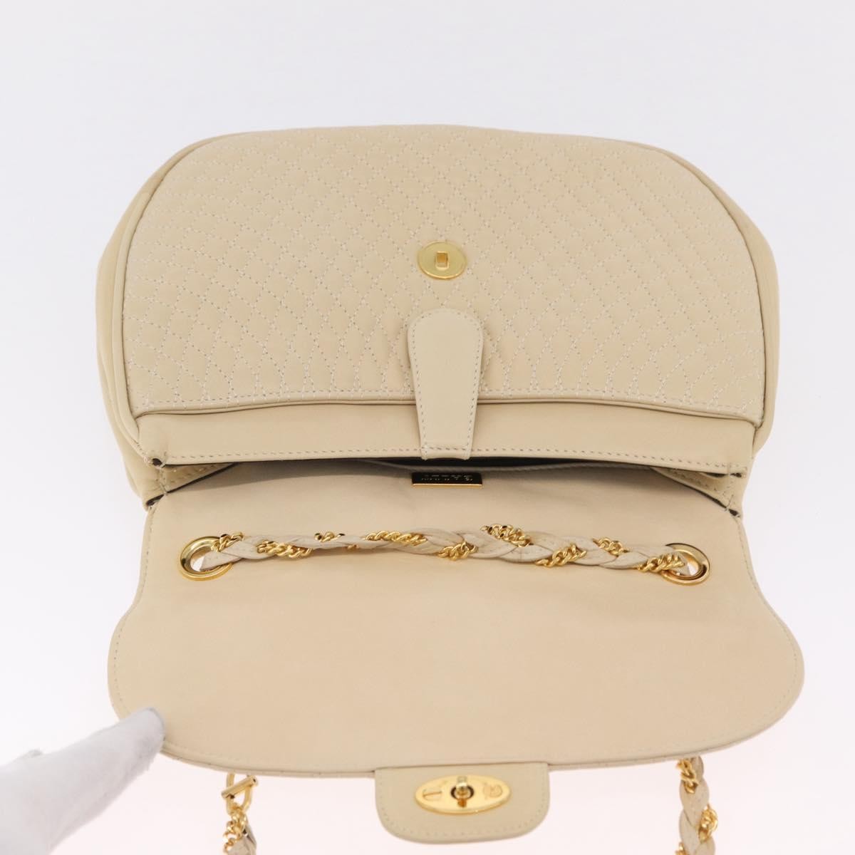 Bally Vintage Chain Quilted Leather Neutral Leather Shoulder Bag Bag (Pre-Owned)
