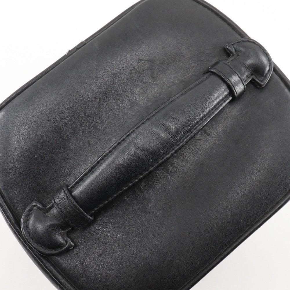 Chanel Vintage Cosmetic Case Leather Black Leather Clutche & Pouche Bag (Pre-Owned)