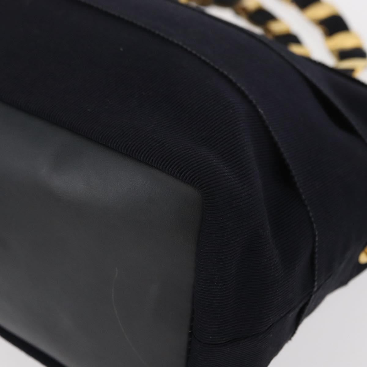 Salvatore Ferragamo Vala Canvas Navy Canvas Handbag (Pre-Owned)