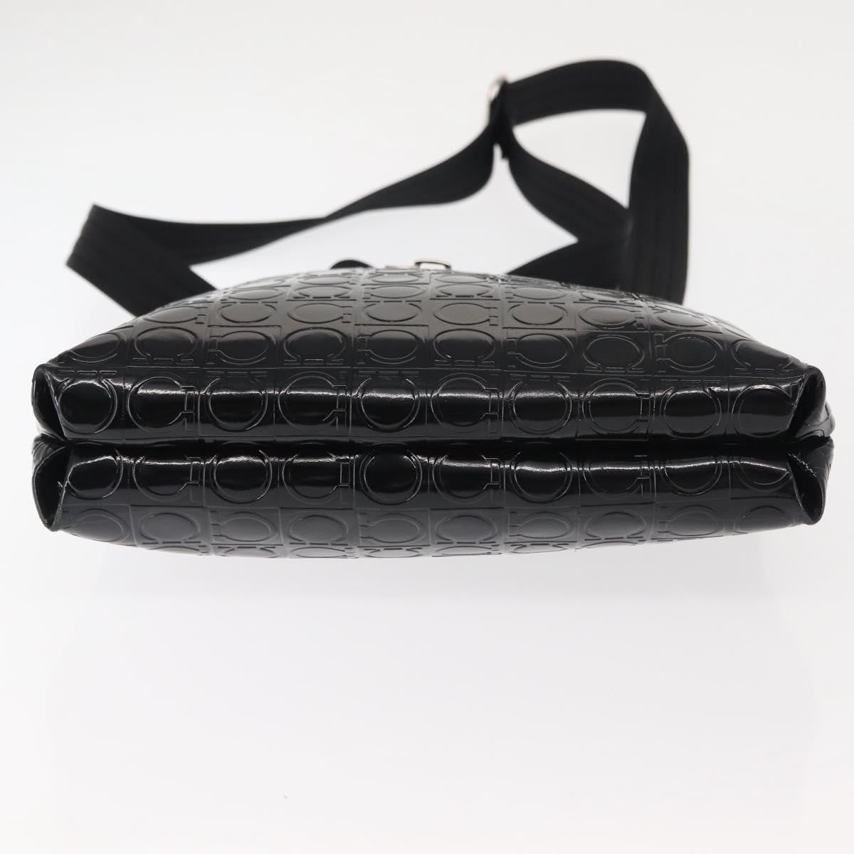 Salvatore Ferragamo Gancini Patent Leather Black Patent_Leather Shoulder Bag Bag (Pre-Owned)