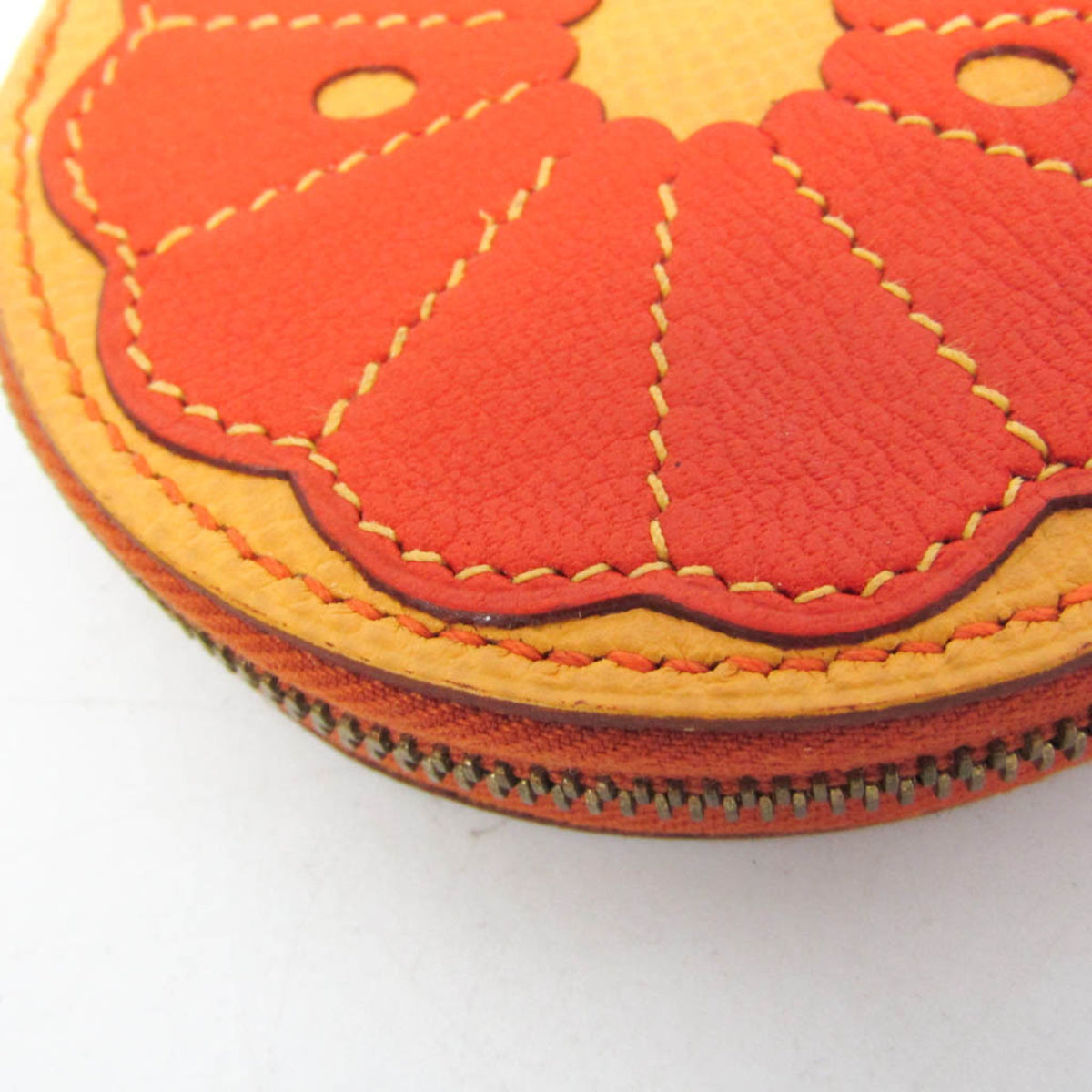 Hermes Orange Slice Coin Leather Orange Leather Clutche & Pouche Bag (Pre-Owned)