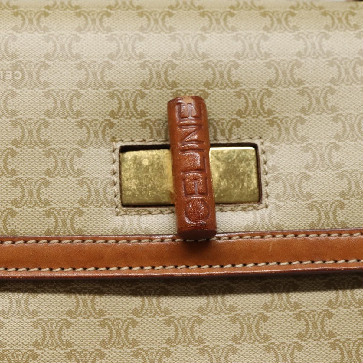 Celine Vintage Convertible Top Handle Macadam Coated Canvas Beige Canvas Handbag (Pre-Owned)