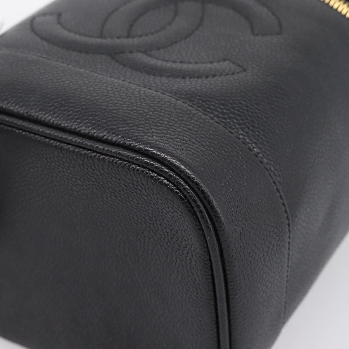 Chanel Vintage Timeless Cosmetic Case Caviar Black Leather Handbag (Pre-Owned)