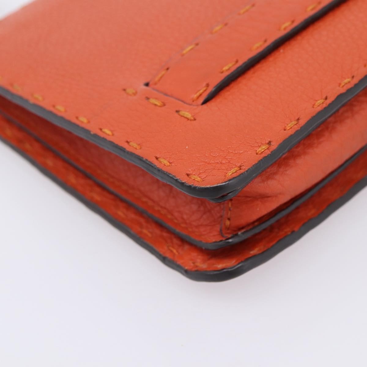Fendi Selleria Zip Clutch Leather Orange Leather Clutche & Pouche Bag (Pre-Owned)