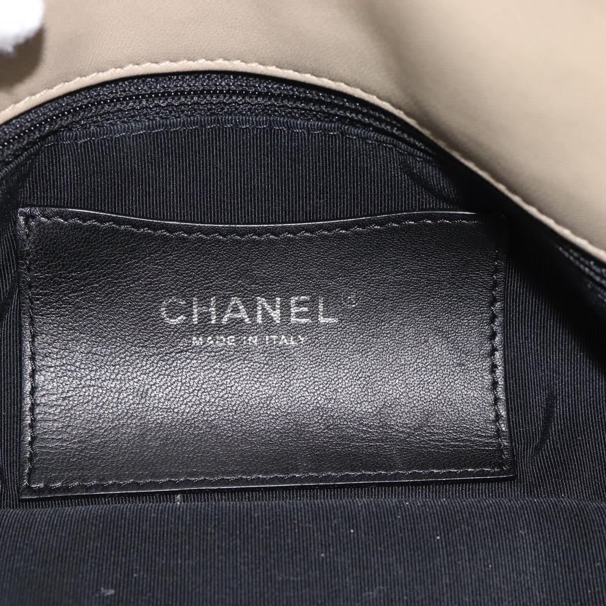Chanel Just Mademoiselle Quilted Patent Beige Patent_Leather Handbag (Pre-Owned)