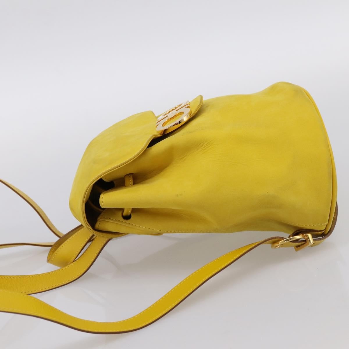 Salvatore Ferragamo Gancini Suede Yellow Suede Backpack Bag (Pre-Owned)