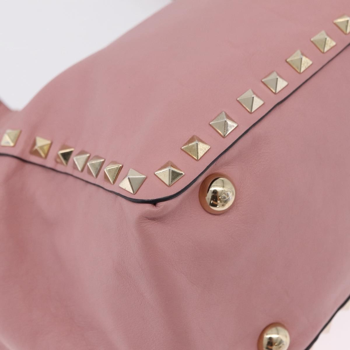 Valentino Garavani Rockstud Soft Leather Pink Leather Tote Bag Bag (Pre-Owned)