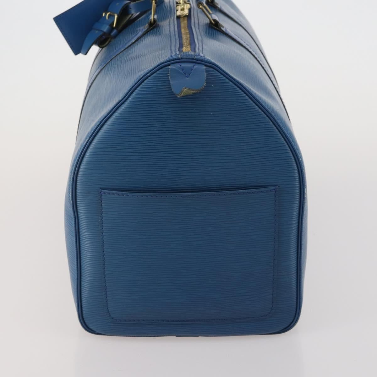 Louis Vuitton Keepall Bag Epi Leather Blue Leather Travel Bag Bag (Pre-Owned)