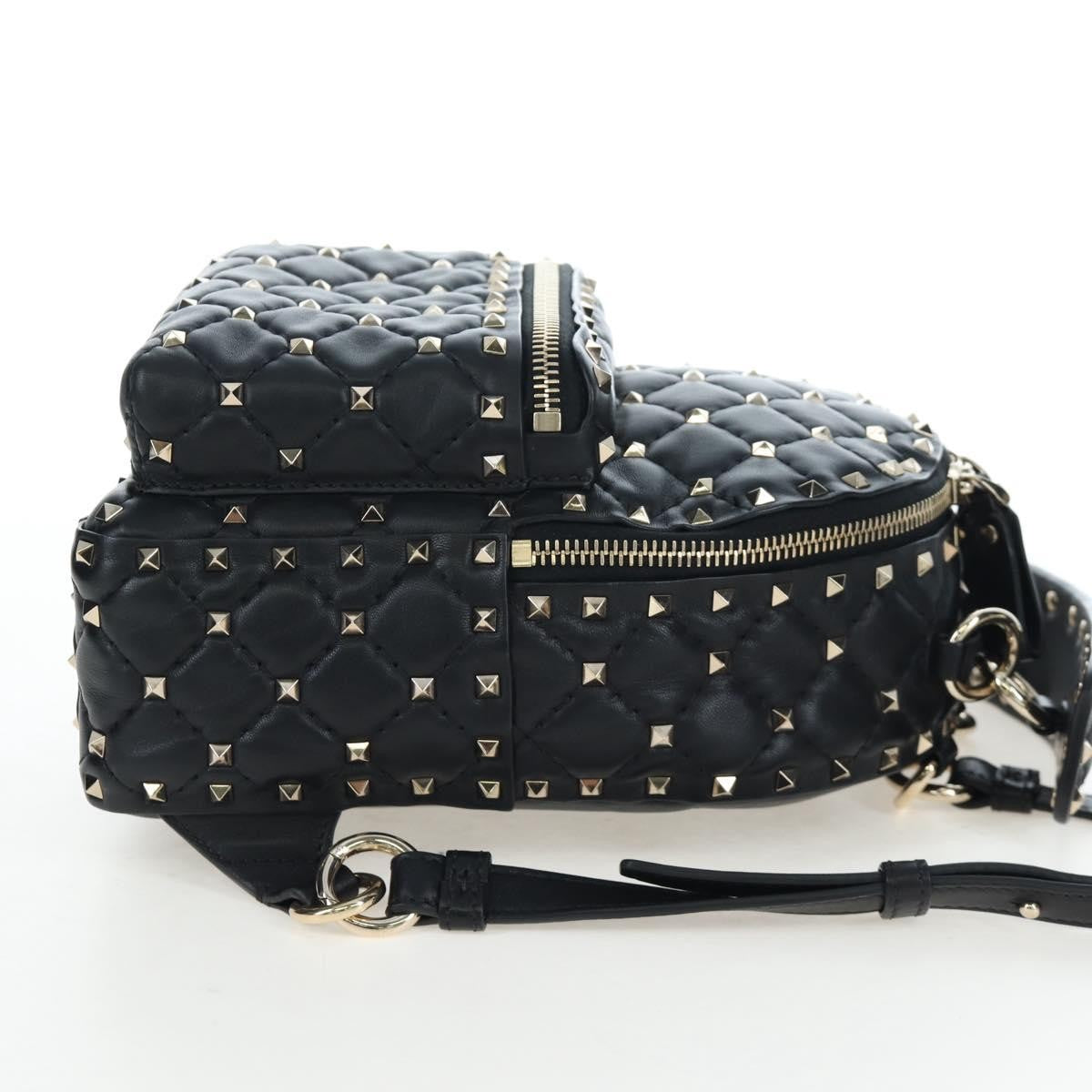 Valentino Garavani Rockstud Spike Quilted Leather Black Leather Backpack Bag (Pre-Owned)