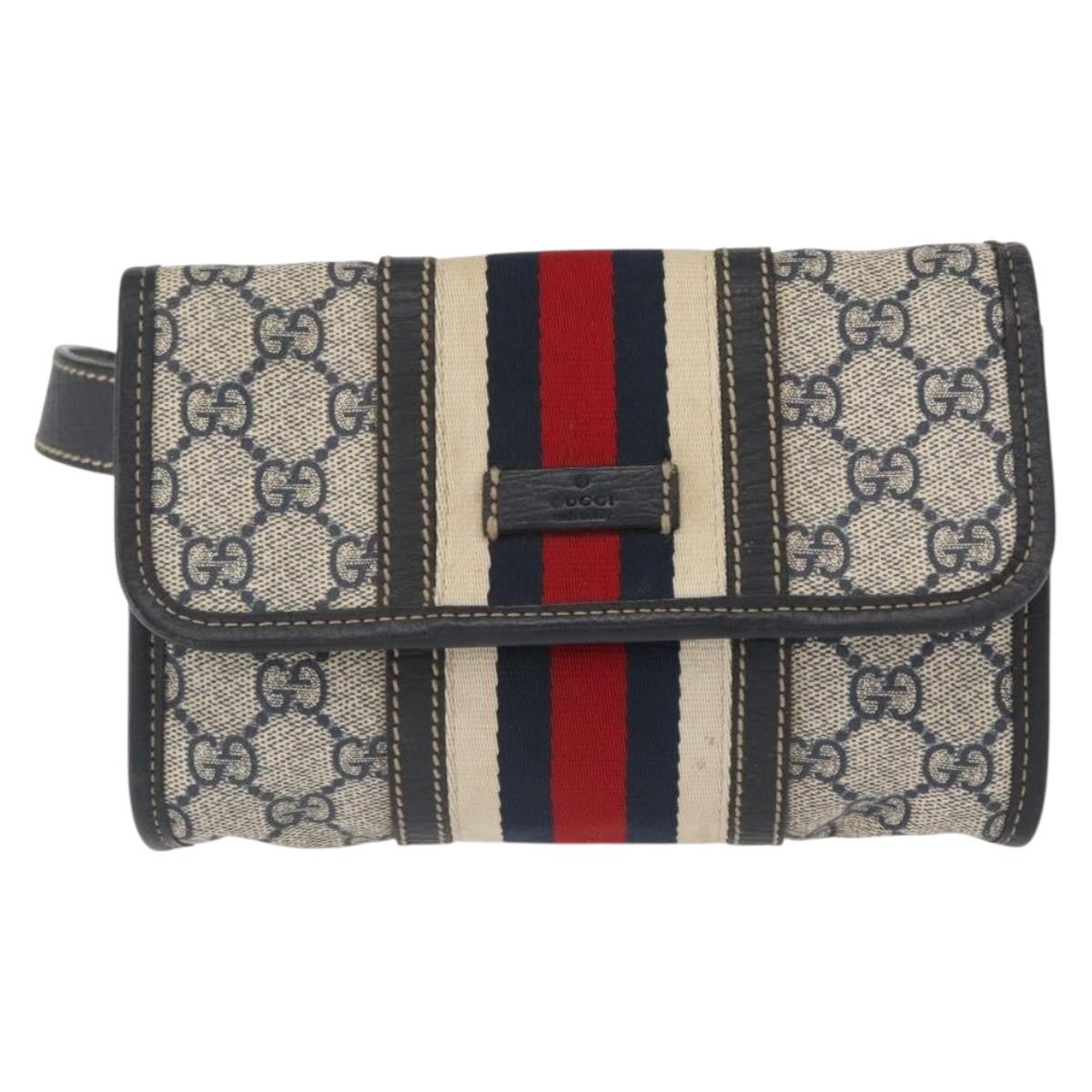 Gucci Vintage Web Belt Gg Coated Canvas Beige Canvas Handbag (Pre-Owned)