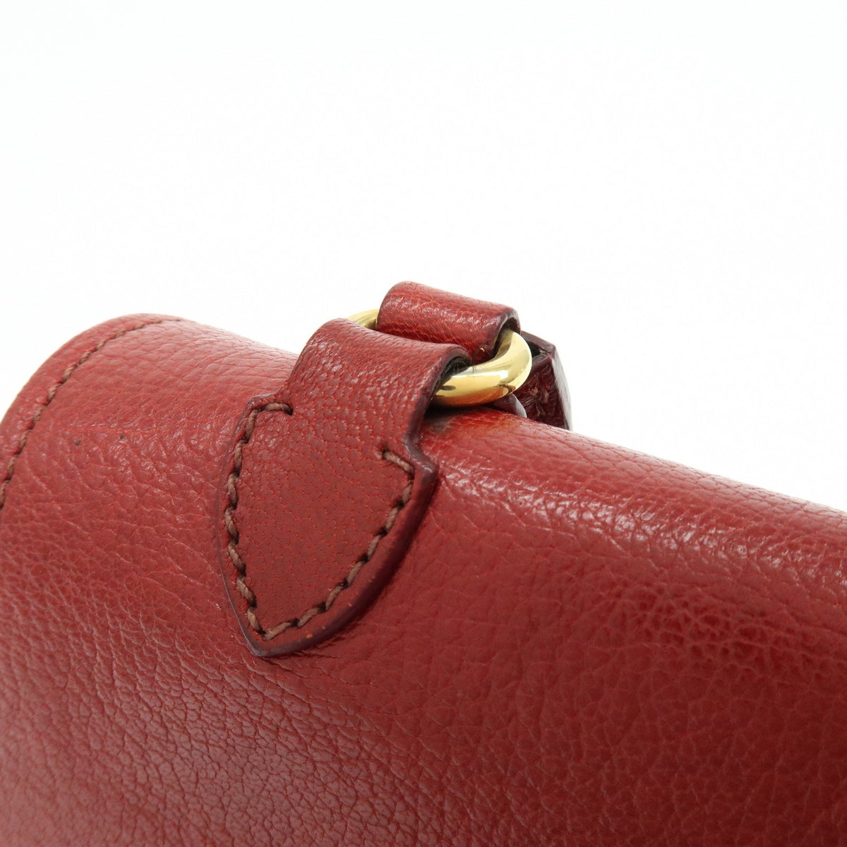 Miu Miu Madras Top Handle Leather Red Leather Handbag (Pre-Owned)