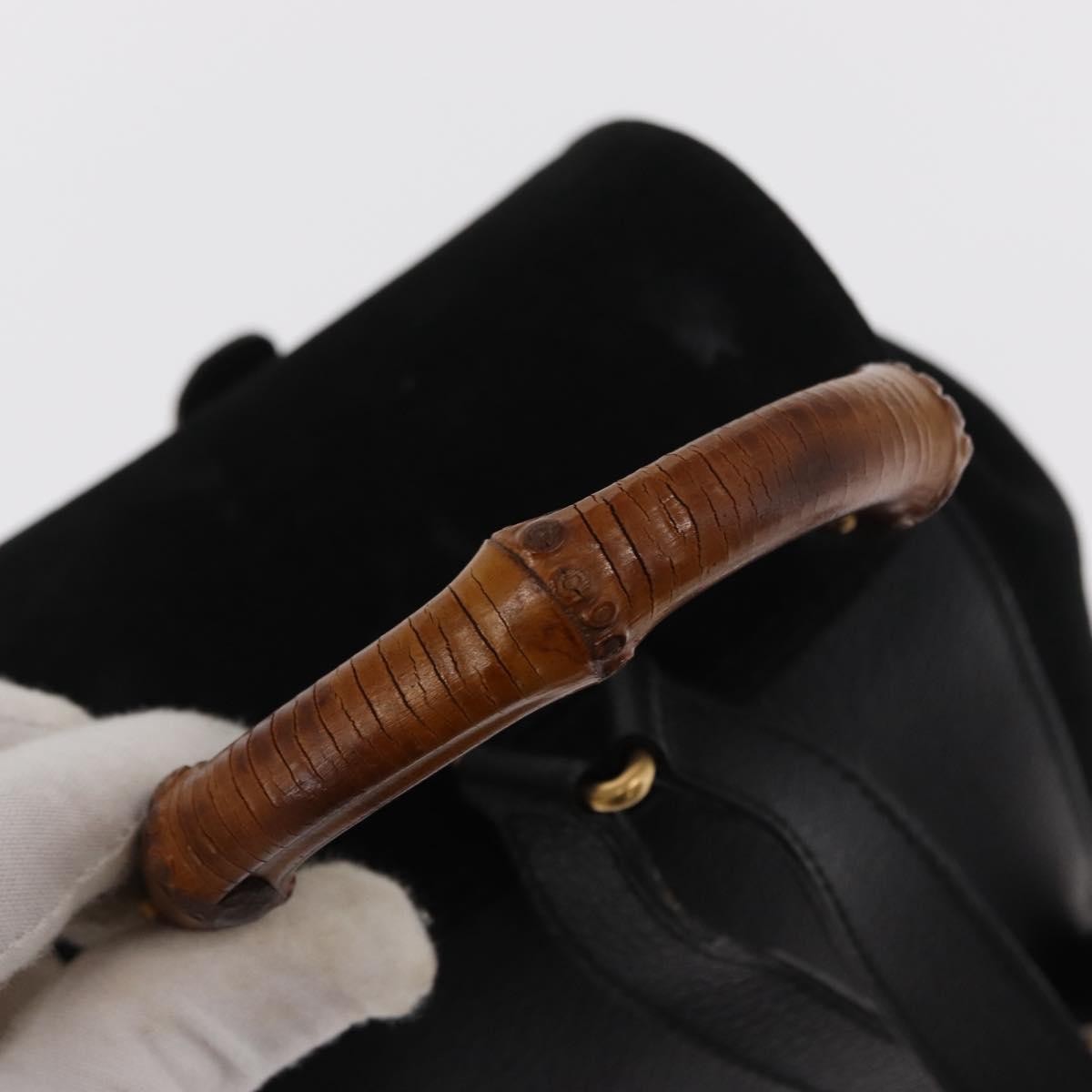 Gucci Vintage Bamboo Suede Black Suede Backpack Bag (Pre-Owned)