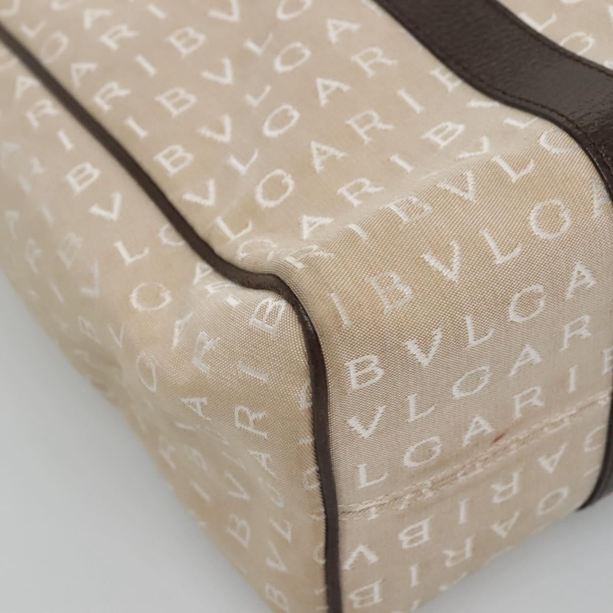 Bvlgari B.Zero1 Logomania Canvas With Leather Beige Canvas Tote Bag Bag (Pre-Owned)