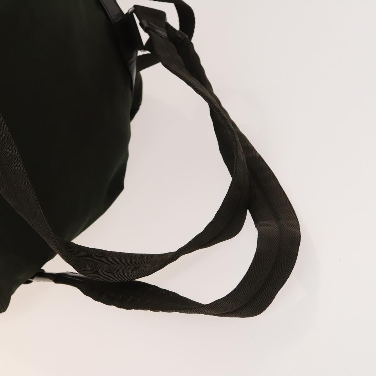 Prada Vela Double Front Pocket Tessuto With Saffiano Leather Khaki Nylon Backpack Bag (Pre-Owned)