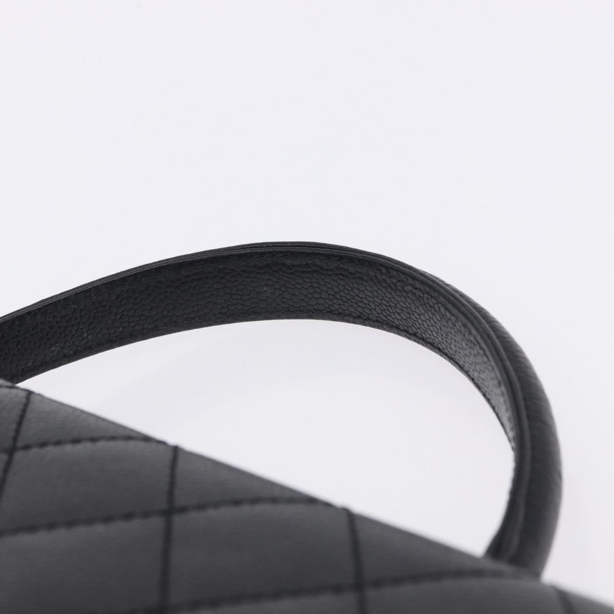 Chanel Coco Top Handle Quilted Caviar With Lizard Black Leather Handbag (Pre-Owned)