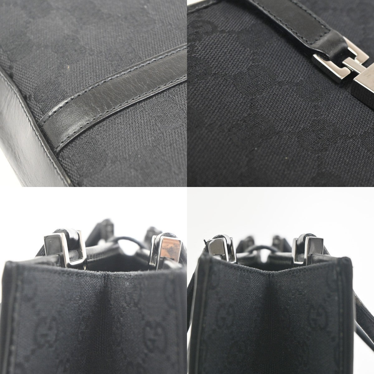 Gucci Jackie Tote Gg Canvas And Leather Black Canvas Handbag (Pre-Owned)