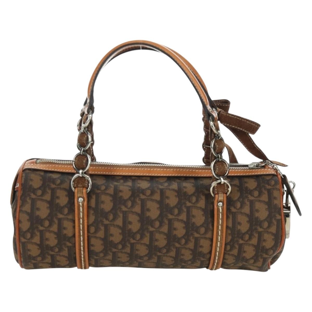 Christian Dior Vintage Trotter Romantique Boston Diorissimo Coated Canvas Brown Canvas Handbag (Pre-Owned)