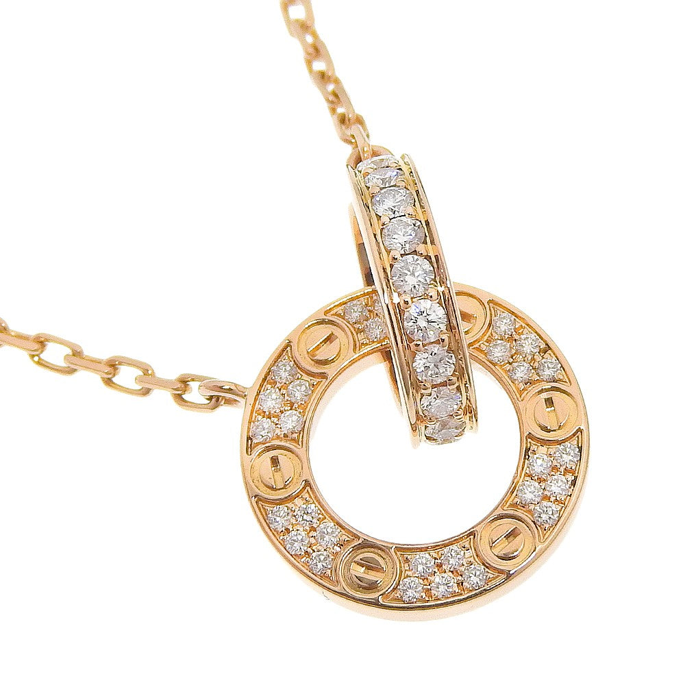 Cartier Love Interlocking Pave 18K Rose Gold And Diamonds Gold Pink_Gold Necklace Jewelry (Pre-Owned)