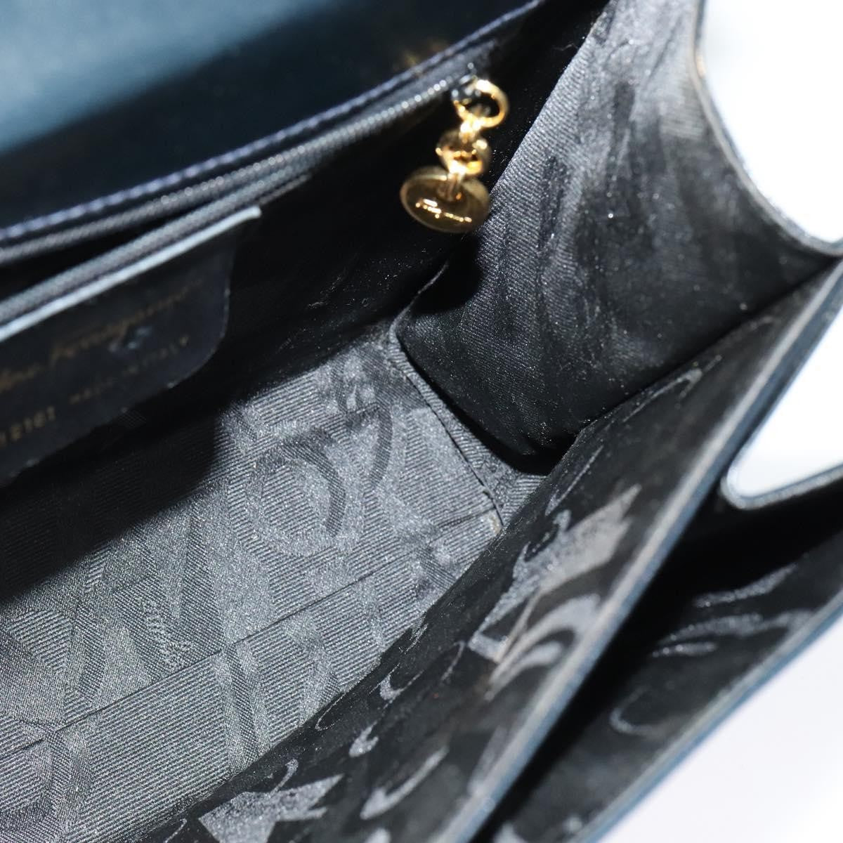 Salvatore Ferragamo Gancini Convertible Top Handle Leather Black Leather Handbag (Pre-Owned)