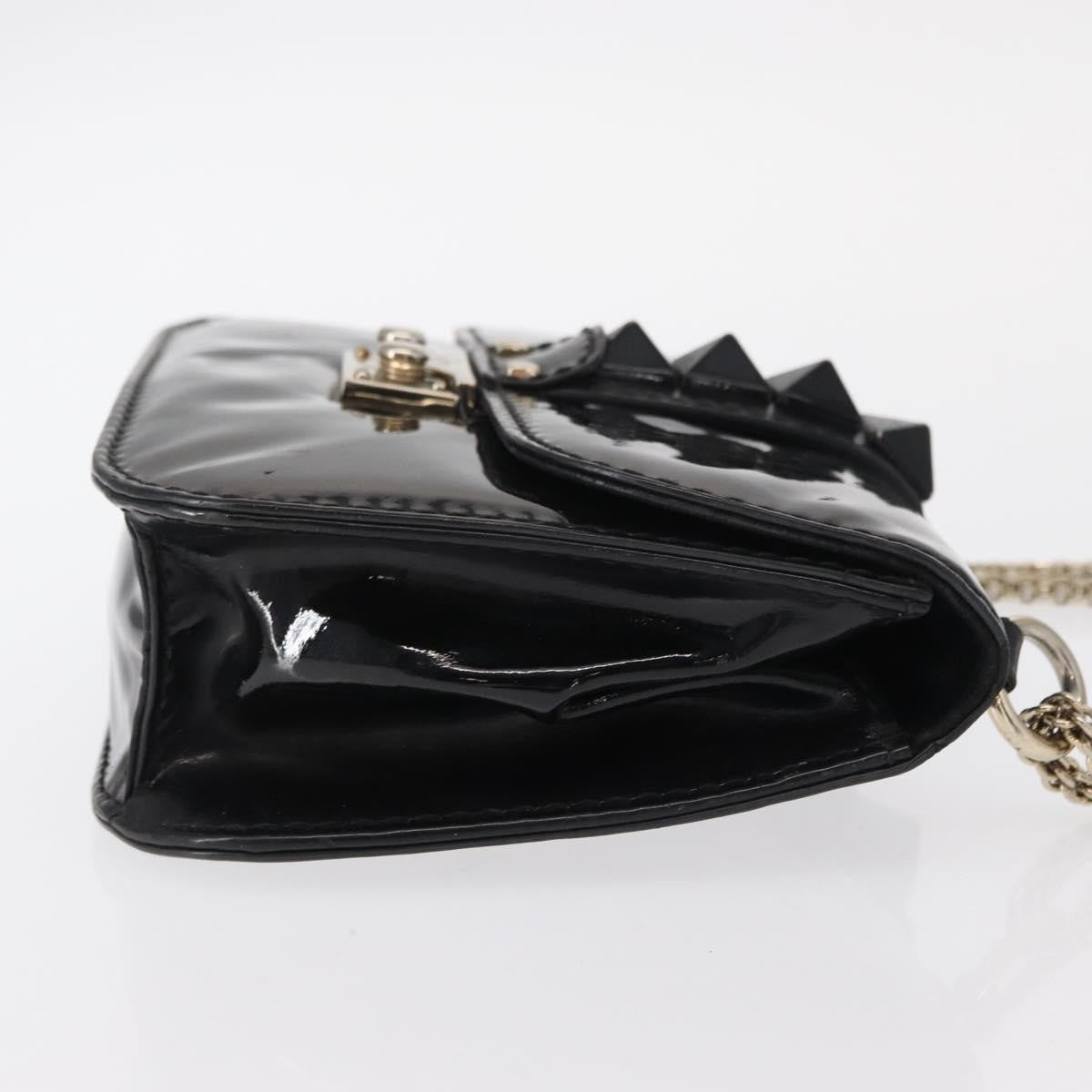 Valentino Garavani Glam Lock Patent Black Patent_Leather Shoulder Bag Bag (Pre-Owned)