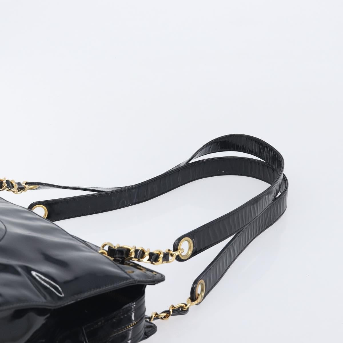 Chanel Coco Mark Patent Leather Black Patent_Leather Shoulder Bag Bag (Pre-Owned)