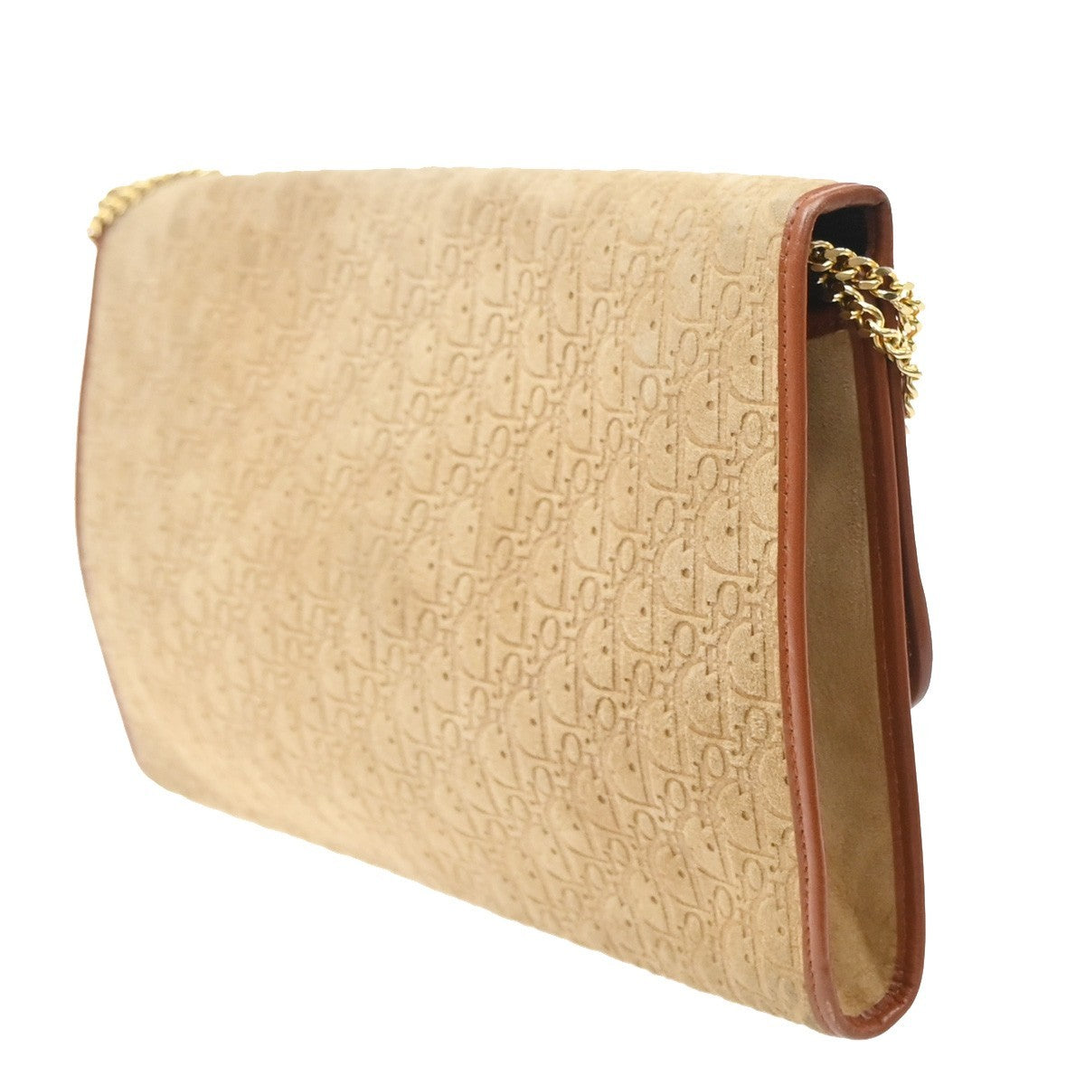 Christian Dior Trotter Shoulder Bag Leather Beige Suede Shoulder Bag Bag (Pre-Owned)