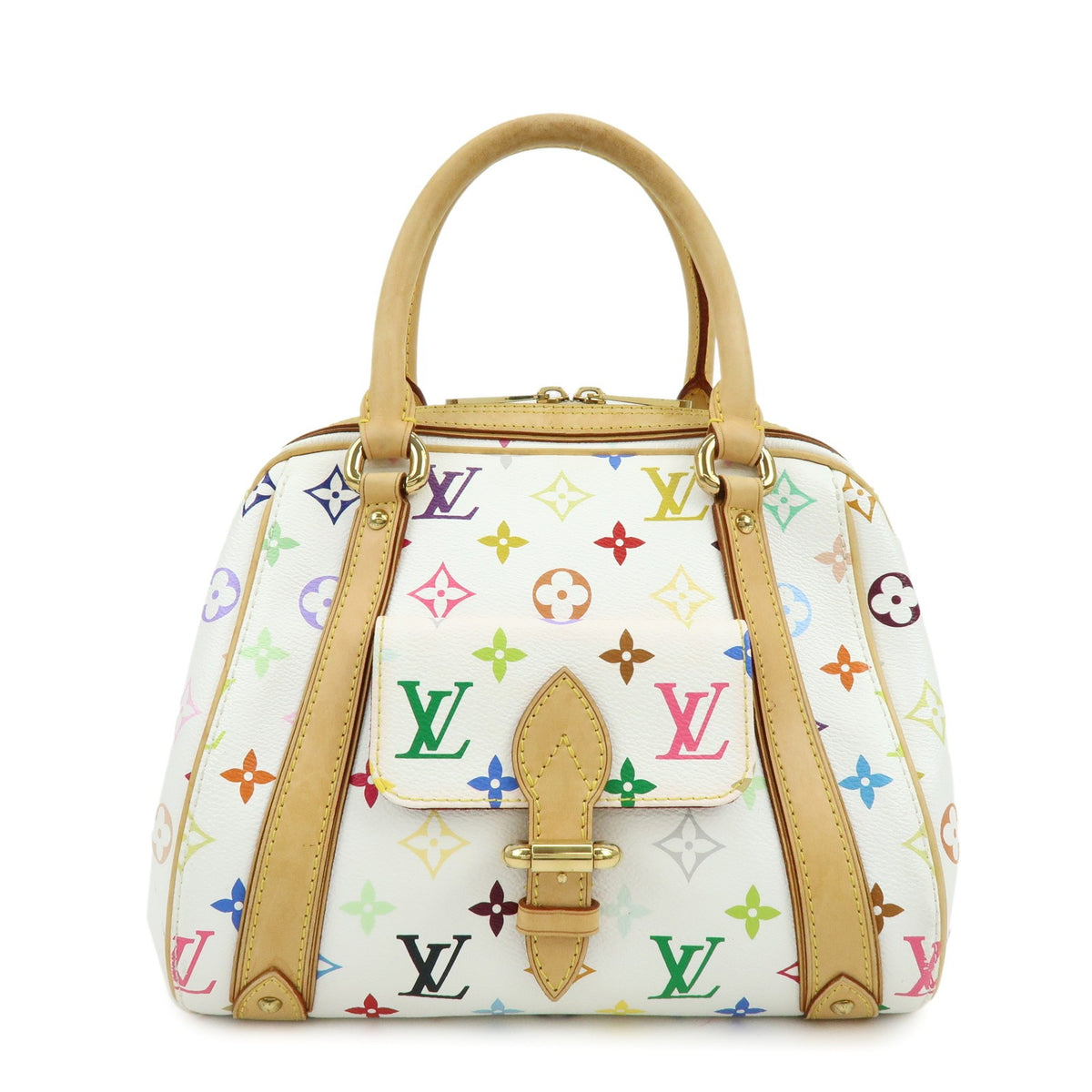 Louis Vuitton Priscilla Monogram Multicolor White Canvas Handbag (Pre-Owned)