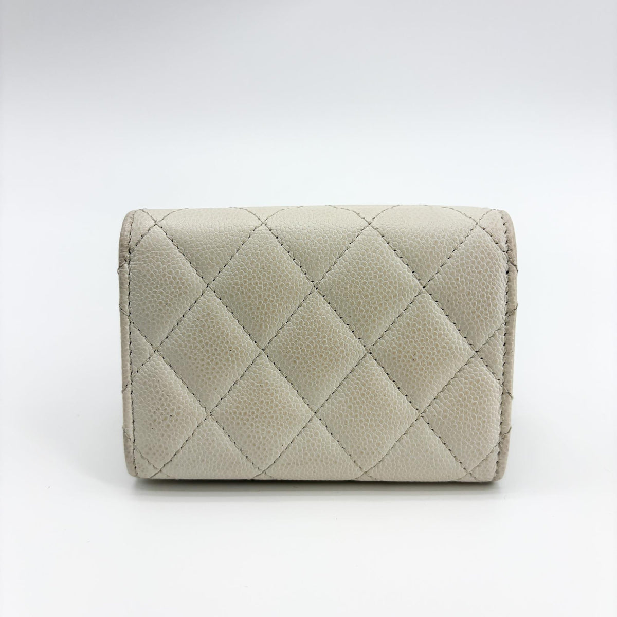 Chanel Classic Flap Card Holder Quilted Caviar White Calfskin Card Holders Accessory (Pre-Owned)