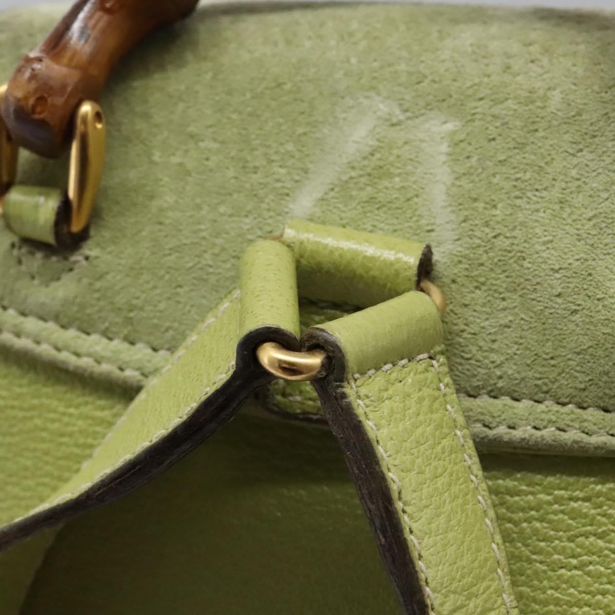 Gucci Gucci Bamboo Daim Green Suede Backpack Bag (Pre-Owned)
