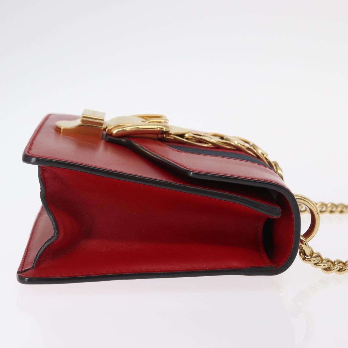 Gucci Sylvie Chain Leather Red Leather Shoulder Bag Bag (Pre-Owned)