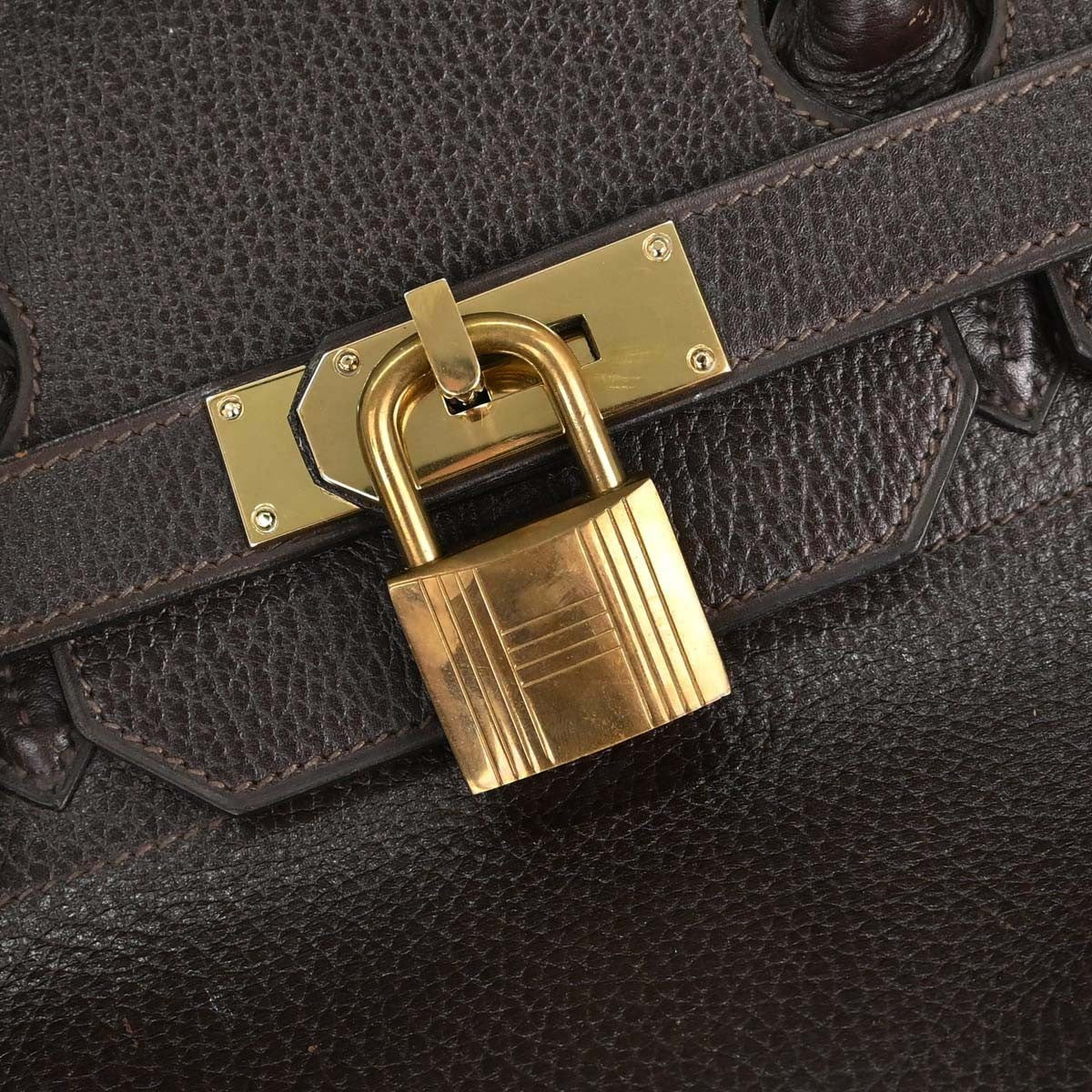 Hermes Hac Birkin Brown Ardennes With Gold Hardware Brown Leather Handbag (Pre-Owned)