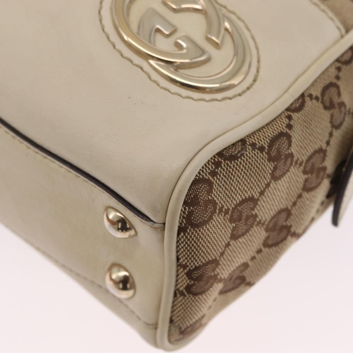 Gucci New Britt Boston Gg Canvas Beige Canvas Handbag (Pre-Owned)