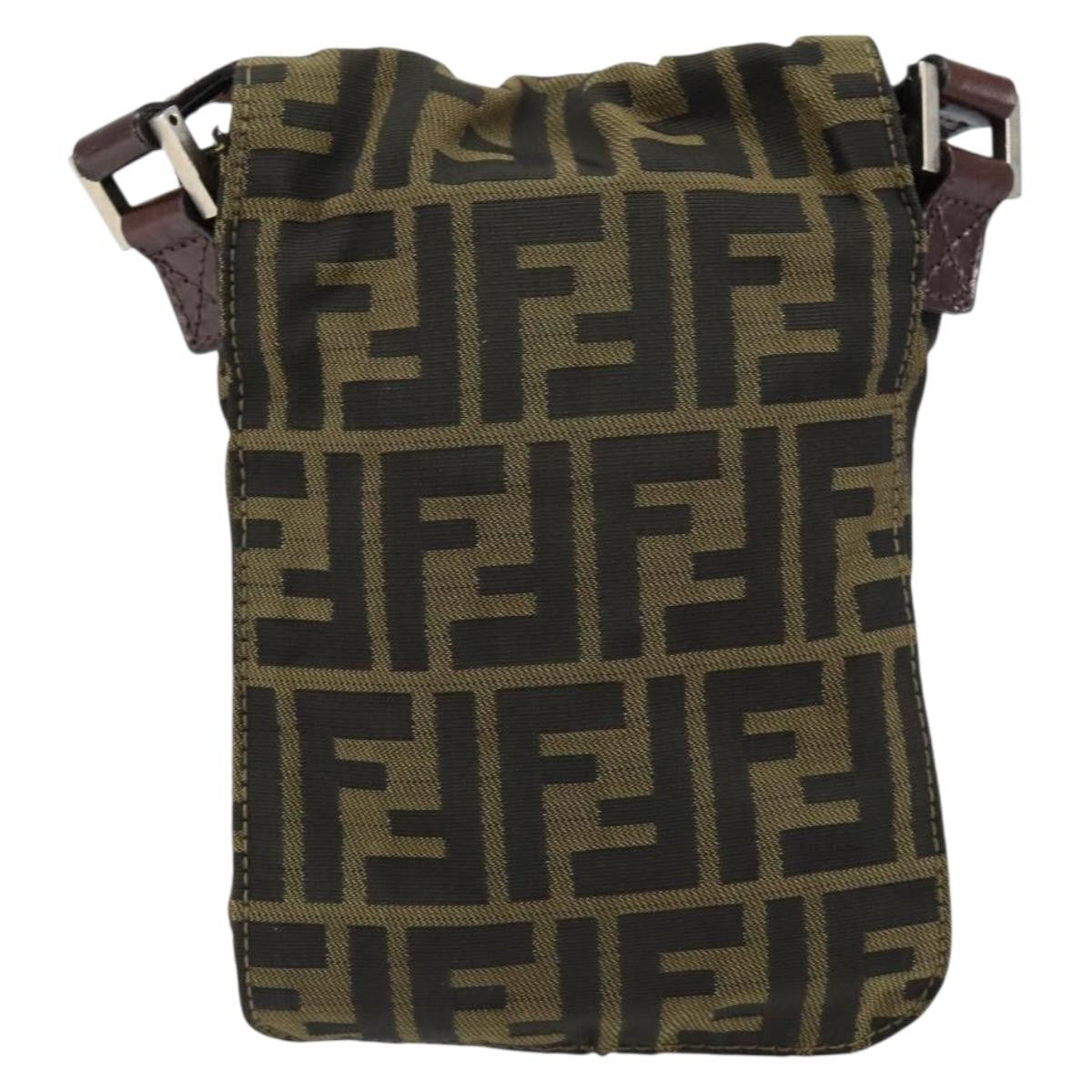 Fendi Flat Messenger Zucca Canvas Brown Canvas Shoulder Bag Bag (Pre-Owned)