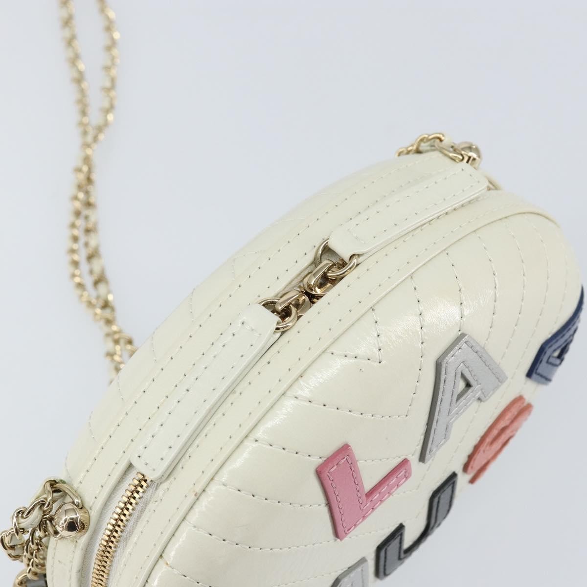 Chanel La Pausa Evening Chevron Lambskin With Applique White Leather Shoulder Bag Bag (Pre-Owned)