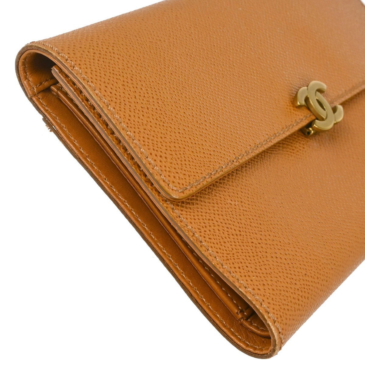 Chanel Trifold Caviar Brown Leather Wallets Accessory (Pre-Owned)