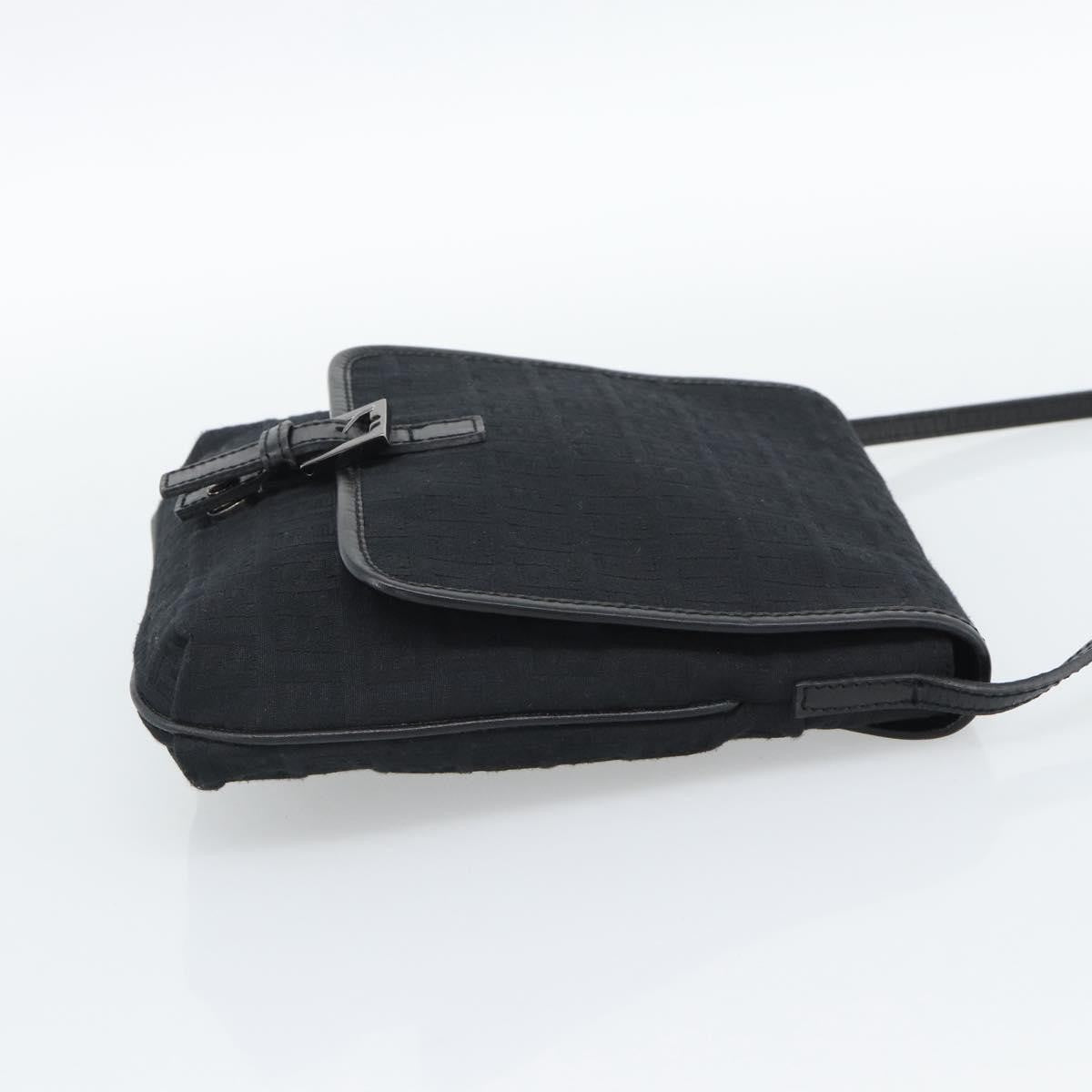 Fendi Shoulder Zucchino Canvas Black Canvas Shoulder Bag Bag (Pre-Owned)