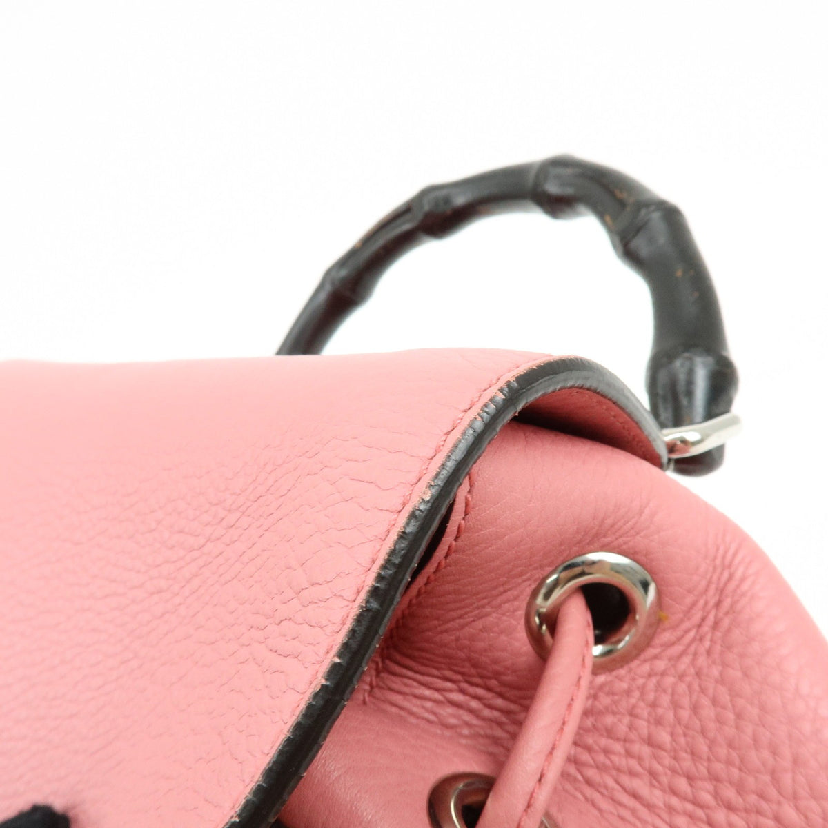 Gucci Bamboo Tassel Leather Pink Leather Backpack Bag (Pre-Owned)