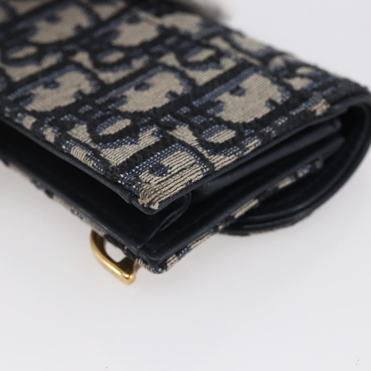 Christian Dior Saddle Card Case Oblique Canvas Navy Canvas Card Holders Accessory (Pre-Owned)