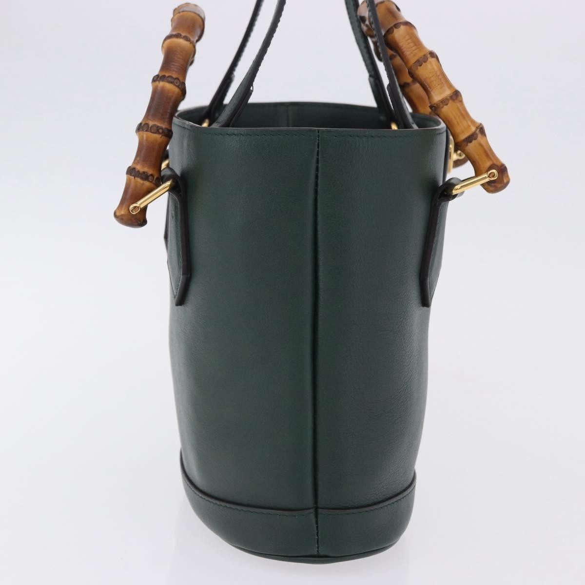Gucci Diana Bamboo Handle Round Tote Leather Green Leather Tote Bag Bag (Pre-Owned)