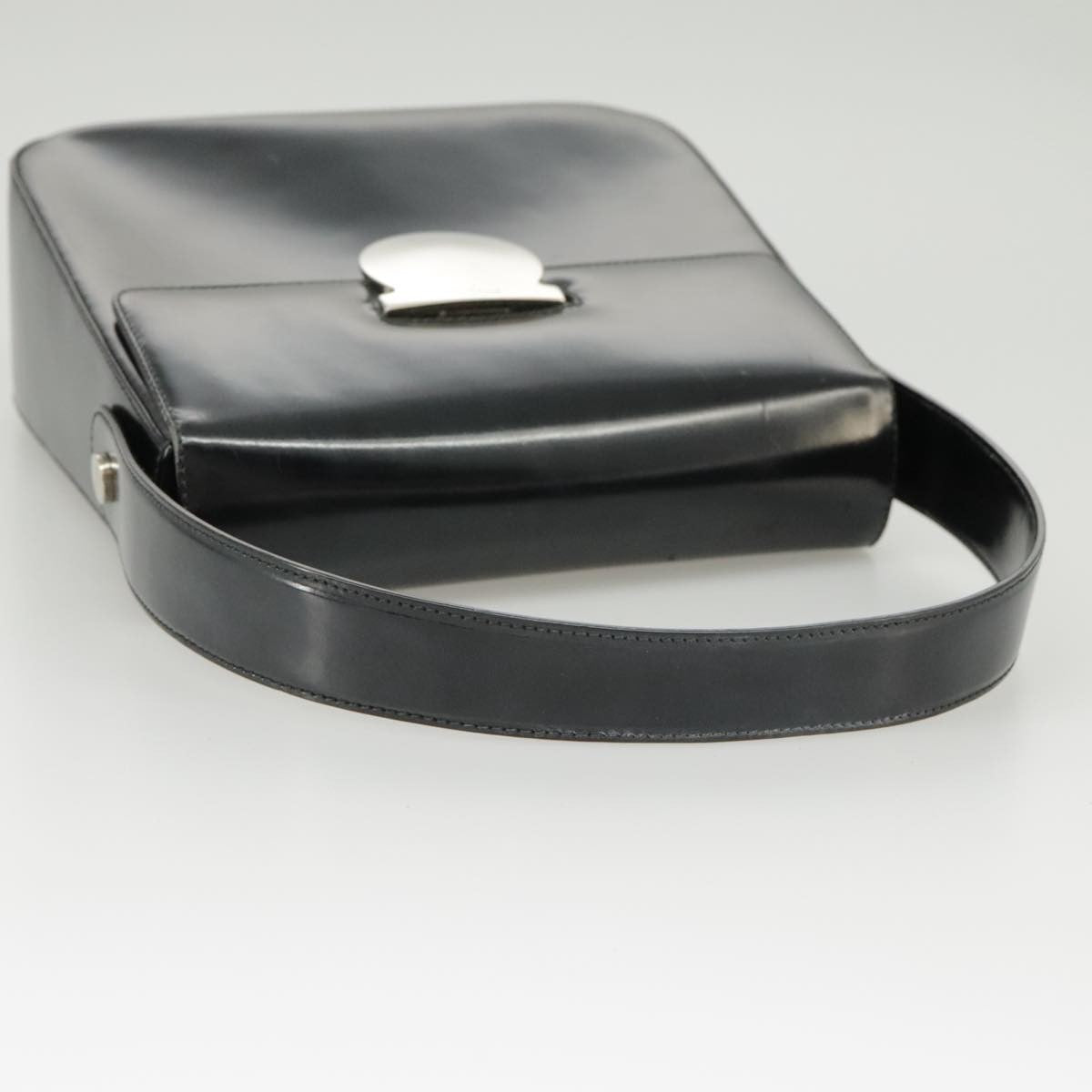 Salvatore Ferragamo Vintage Top Handle Leather Black Leather Handbag (Pre-Owned)