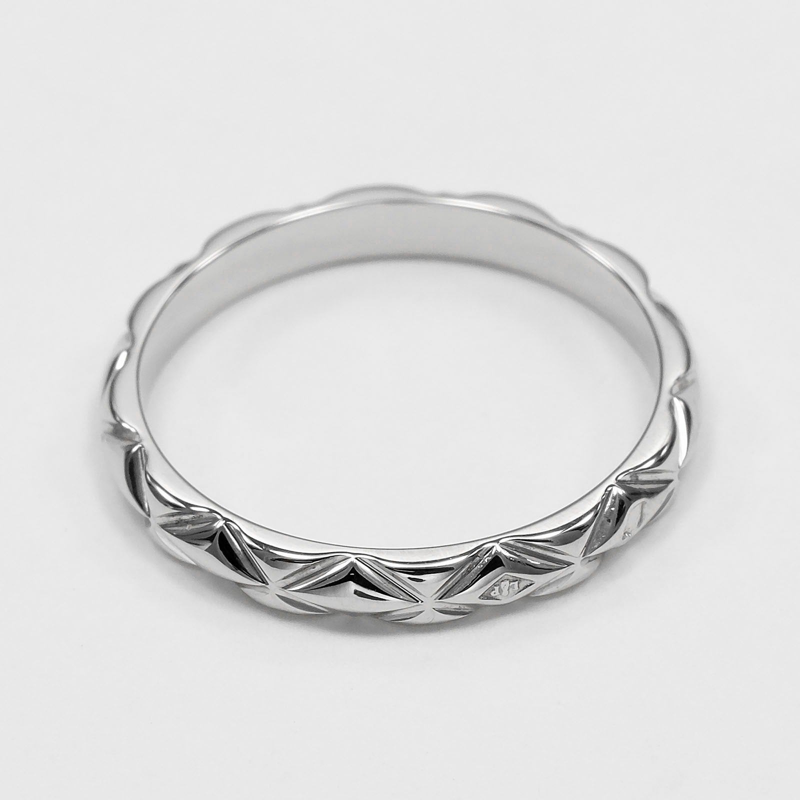 Chanel Matelasse Platinum Silver Platinum Ring Jewelry (Pre-Owned)