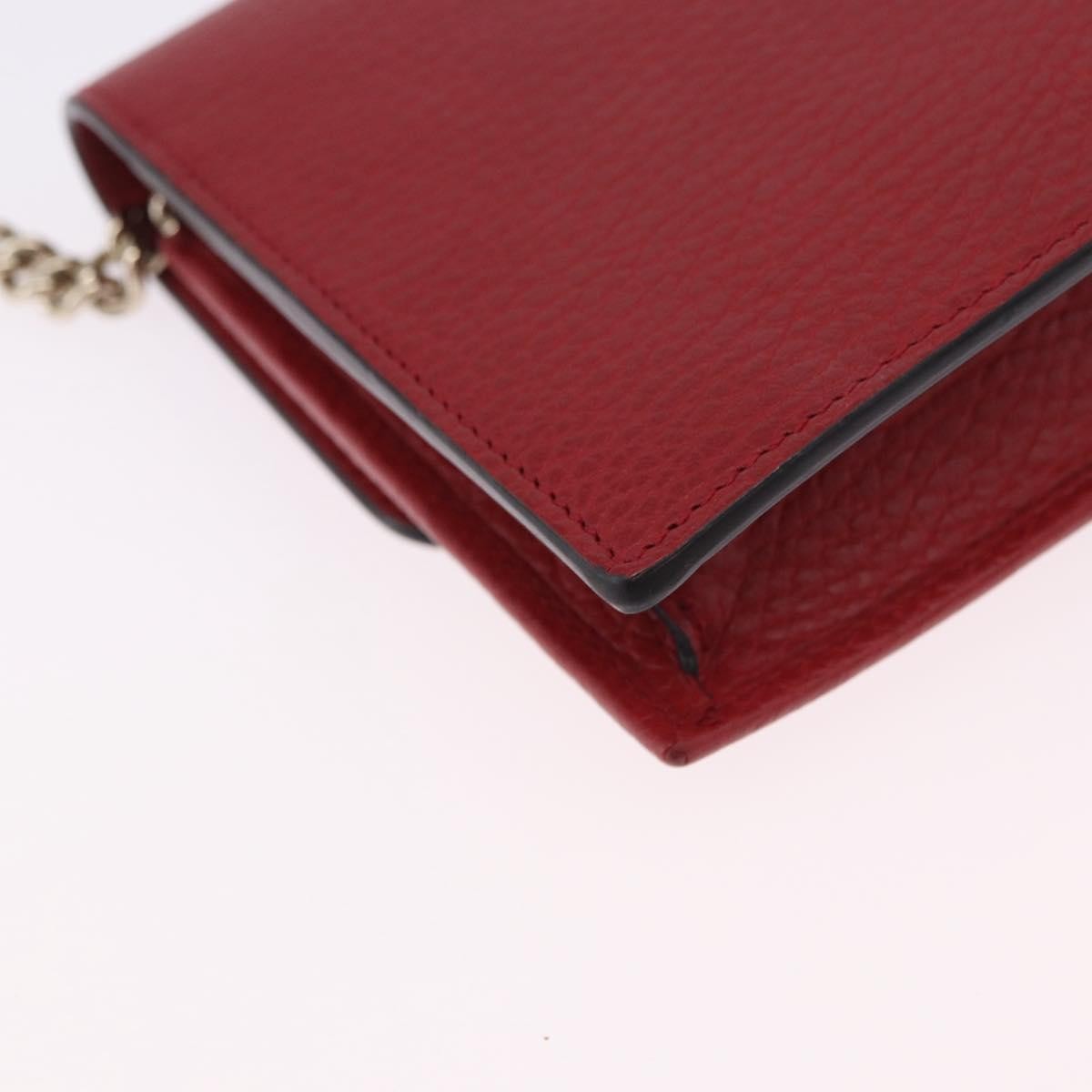 Gucci Interlocking Wallet On Chain Leather Red Leather Shoulder Bag Bag (Pre-Owned)